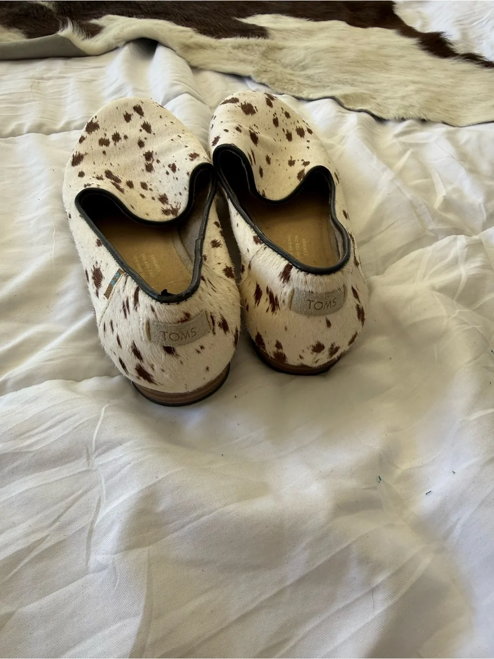Toms Women's Cream Slip-On Loafers with Brown Spot Print